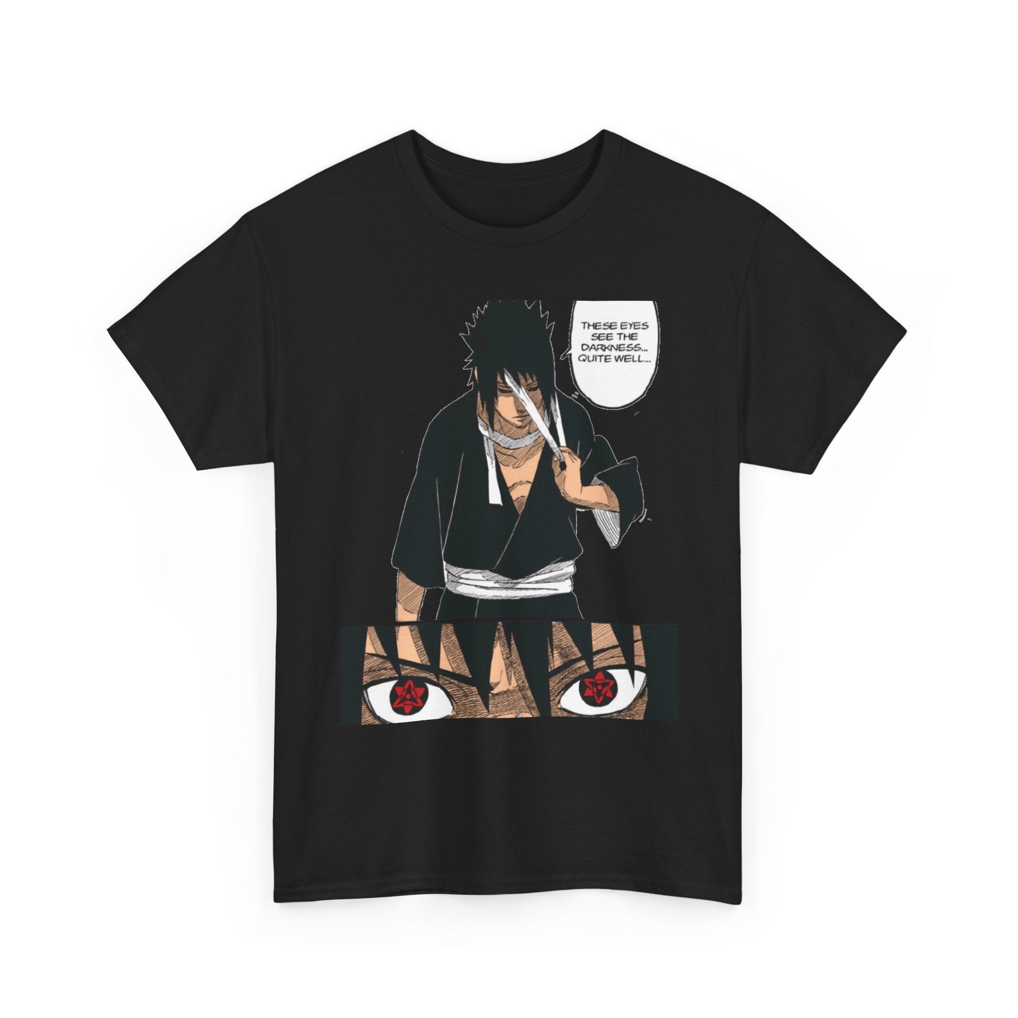 Anime Sasuke Uchiha Manga Panel Tee — "See Darkness" Graphic T-Shirt