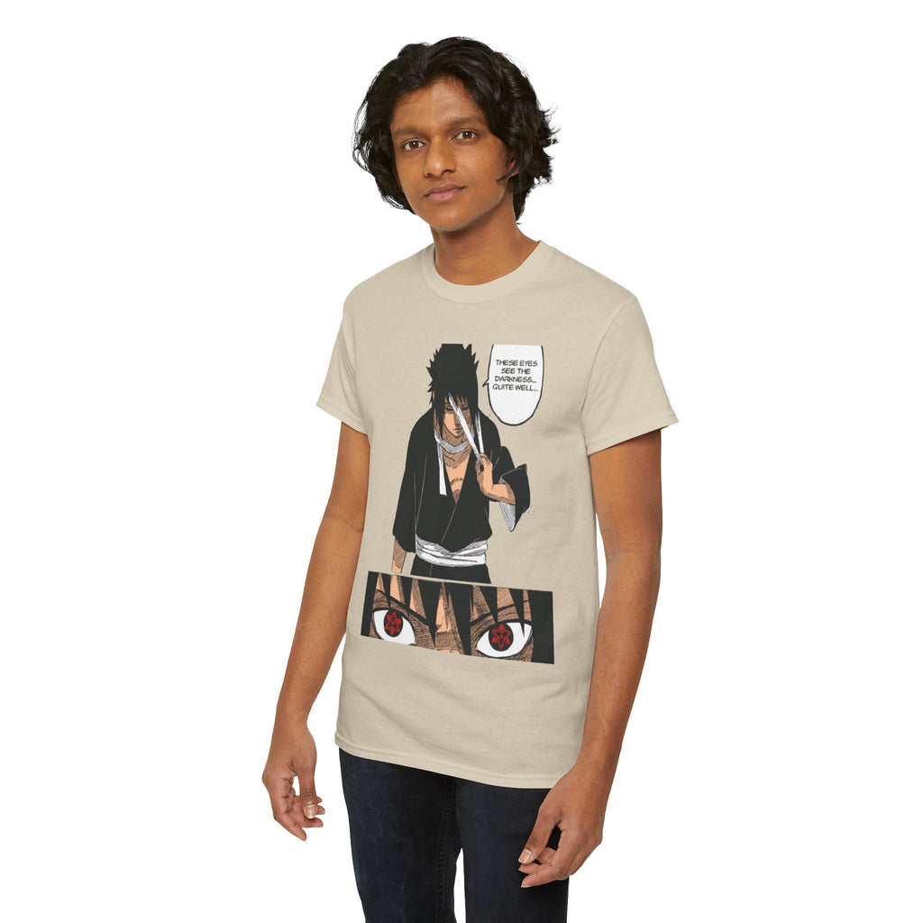 Anime Sasuke Uchiha Manga Panel Tee — "See Darkness" Graphic T-Shirt