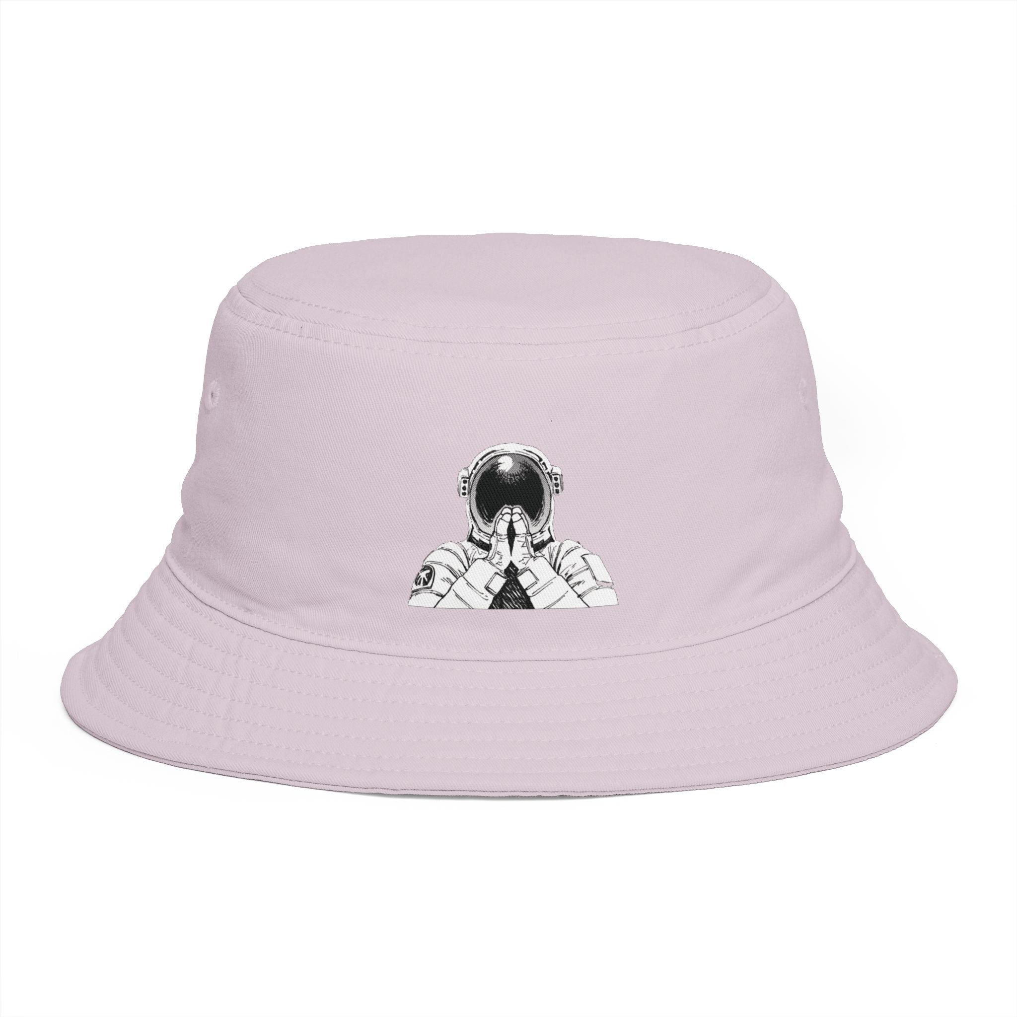 Astronaut Prayer Bucket Hat — Retro Space Graphic Hat for Streetwear