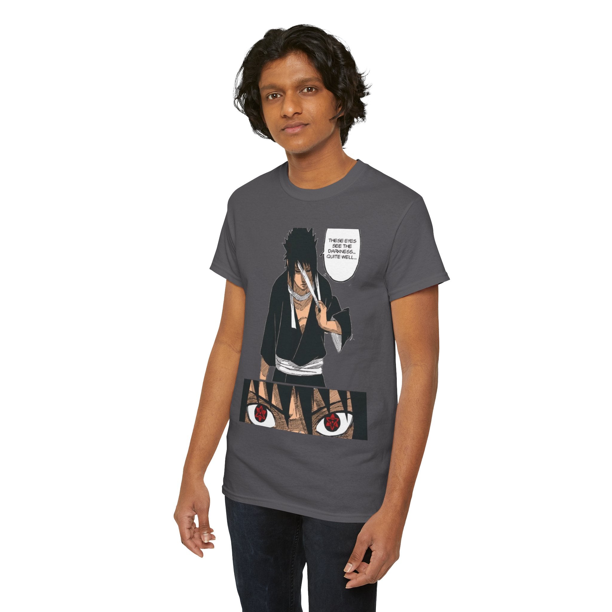 Anime Sasuke Uchiha Manga Panel Tee — "See Darkness" Graphic T-Shirt