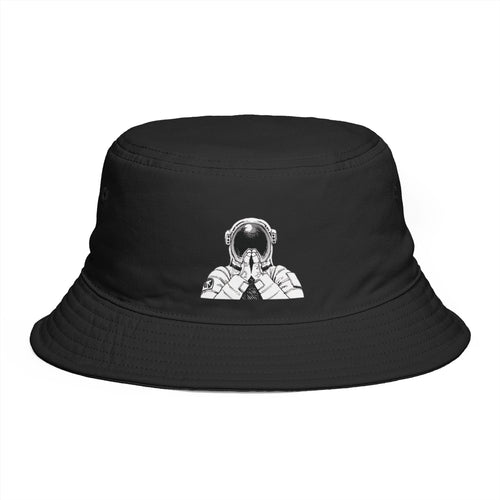 Astronaut Prayer Bucket Hat — Retro Space Graphic Hat for Streetwear