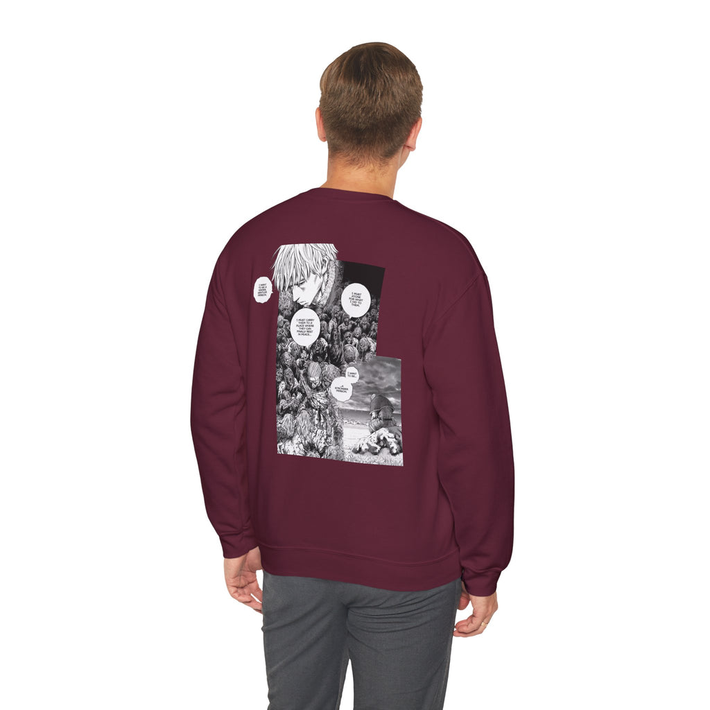 Vinland Saga Crewneck Sweatshirt — "I Have No Enemies" Graphic