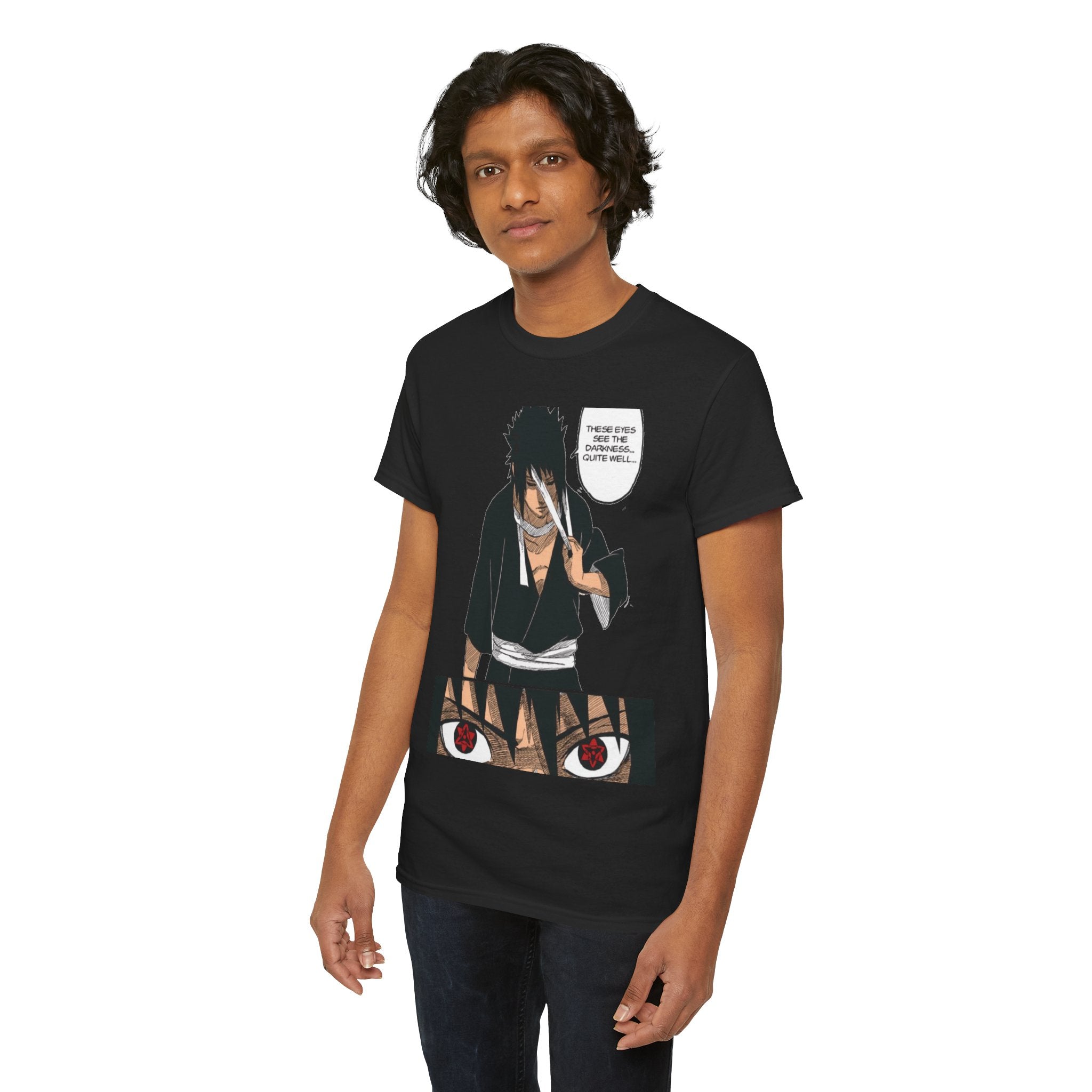 Anime Sasuke Uchiha Manga Panel Tee — "See Darkness" Graphic T-Shirt