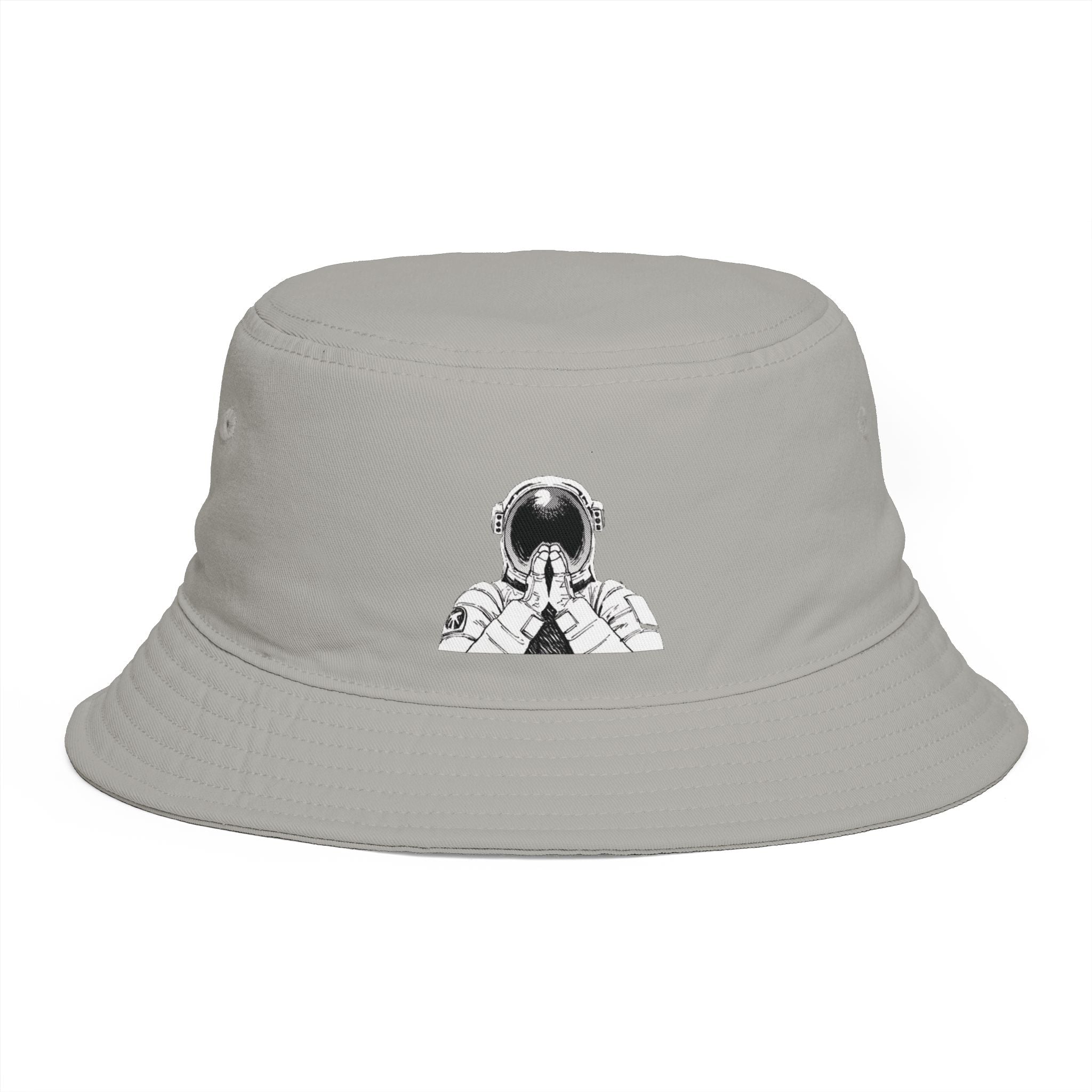 Astronaut Prayer Bucket Hat — Retro Space Graphic Hat for Streetwear