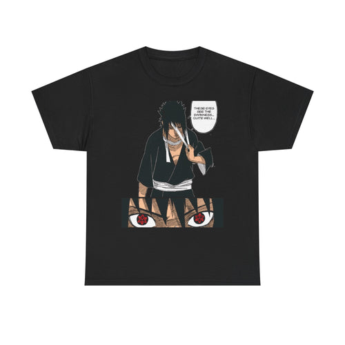 Anime Sasuke Uchiha Manga Panel Tee — "See Darkness" Graphic T-Shirt