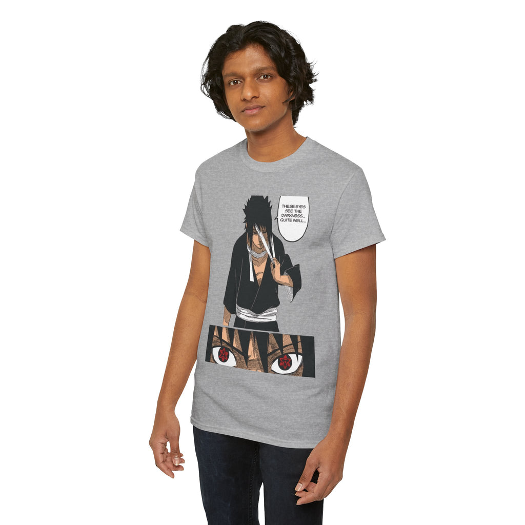 Anime Sasuke Uchiha Manga Panel Tee — "See Darkness" Graphic T-Shirt